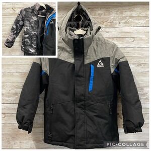 Gerry Youth S 7/8‎ Jacket 3 in 1 System Black Gray Camo 2 Jackets Removable Hood